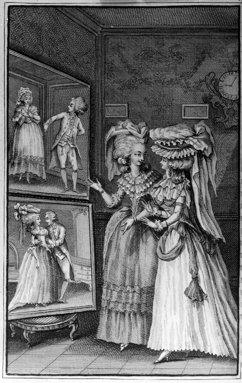 Illustration de Louis Binet (1744-1800) pour le livre de Nicolas Edme Restif de La Bretonne « Les Parisiennes », ou XL Caractères généraux pris dans les mœurs modernes, propres à servir à l