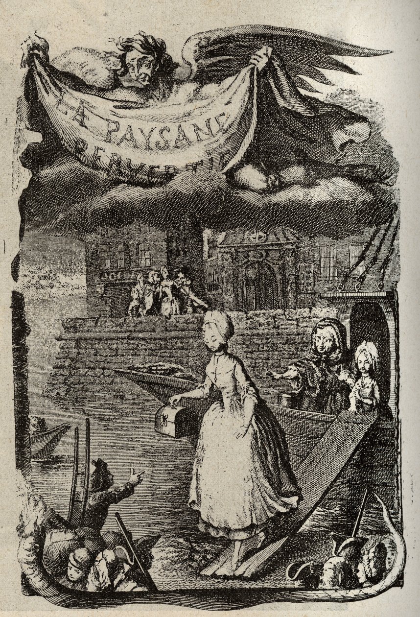 Illustration pour « La Paysanne pervertie ou les Dangers de la ville » de Restif de La Bretonne (1734-1806). Gravure de Binet du XVIIIe siècle. - Louis (after) Binet