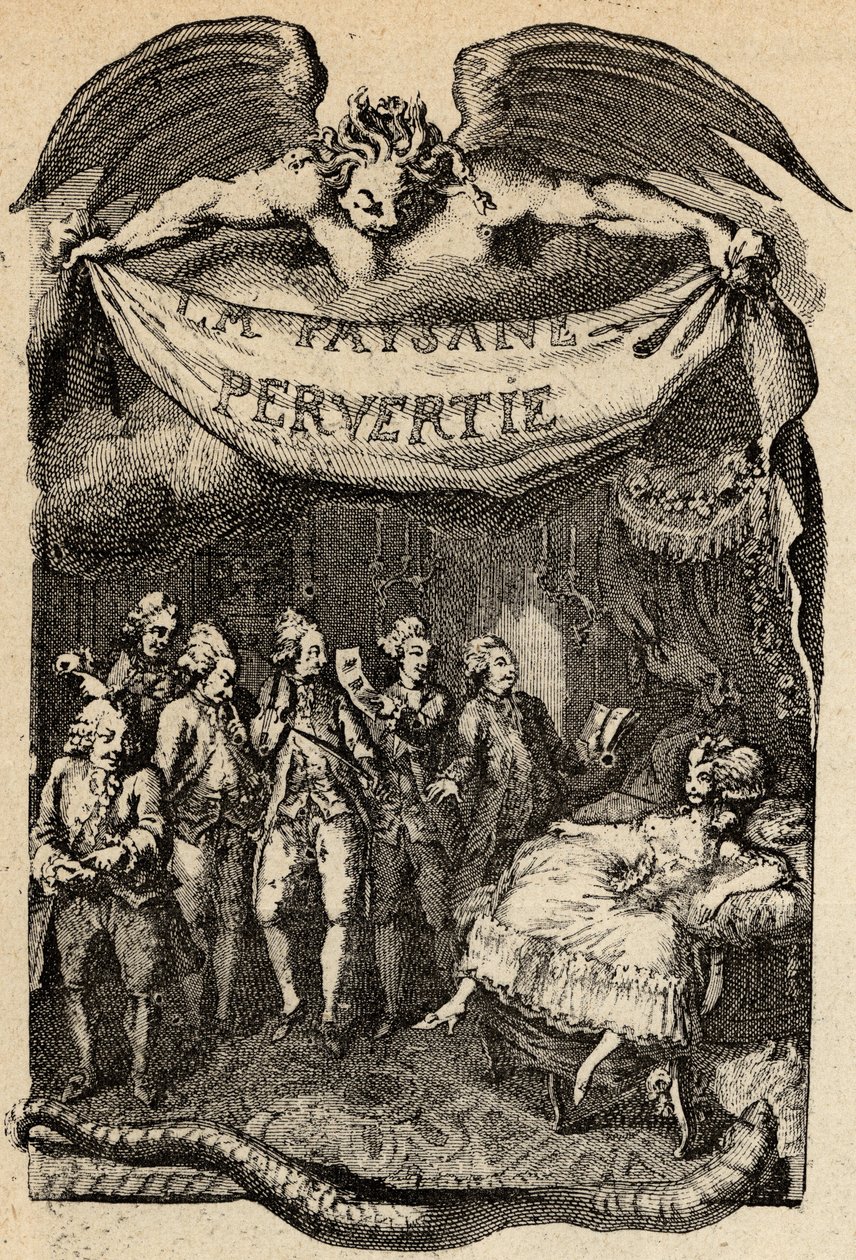 Illustration pour « La Paysanne pervertie ou les Dangers de la ville » de Restif de La Bretonne. Gravure de Binet du XVIIIe siècle. - Louis (after) Binet