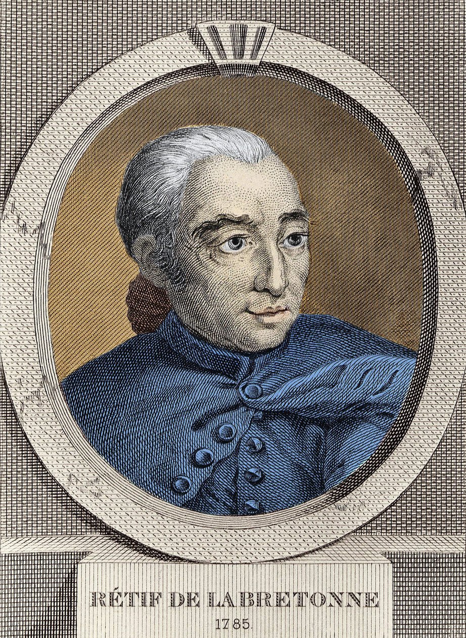 Portrait de Restif de La Bretonne (1734-1806) - par Binet, gravure - Louis (after) Binet