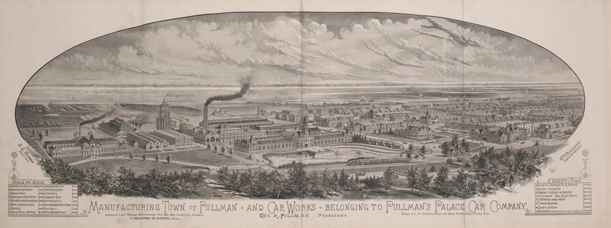 Ville manufacturière de Pullman et ateliers de voitures appartenant à la Pullman