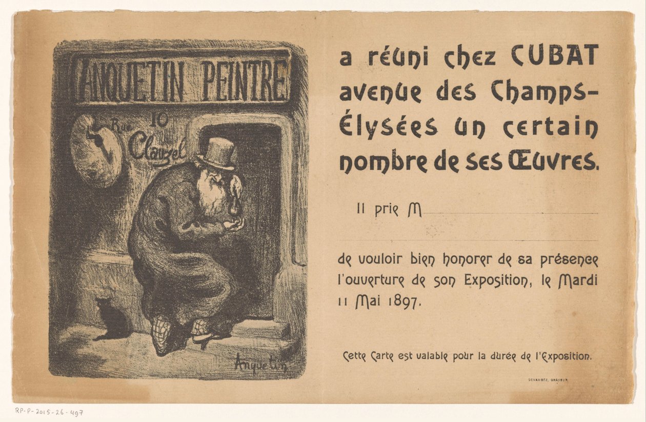 Invitation à une exposition de peintures de Louis Anquetin - Louis Anquetin