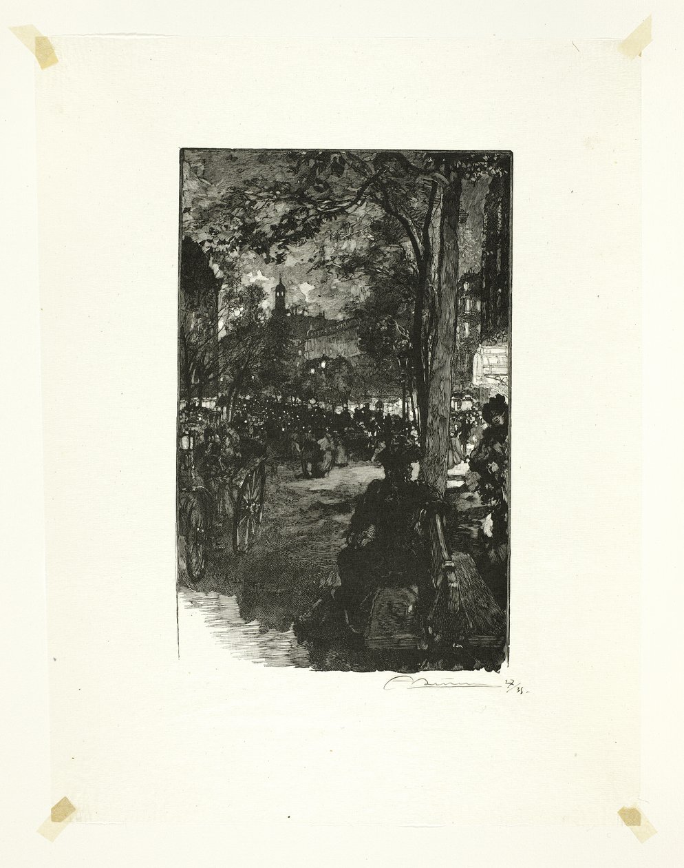 Boulevard Montmartre, Evening, plate fifteen from Le Long de la Seine et des Boulevards - Louis Auguste Lepère