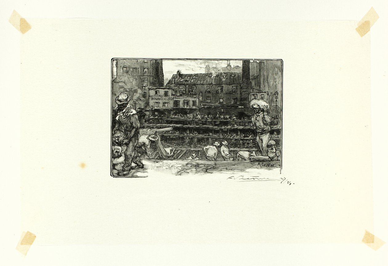 Déchargeurs de plâtre, planche trois de Le Long de la Seine et des Boulevards - Louis Auguste Lepère