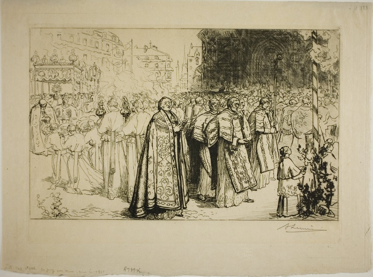Rentrée de la procession dans la cathédrale de Nantes - Louis Auguste Lepère