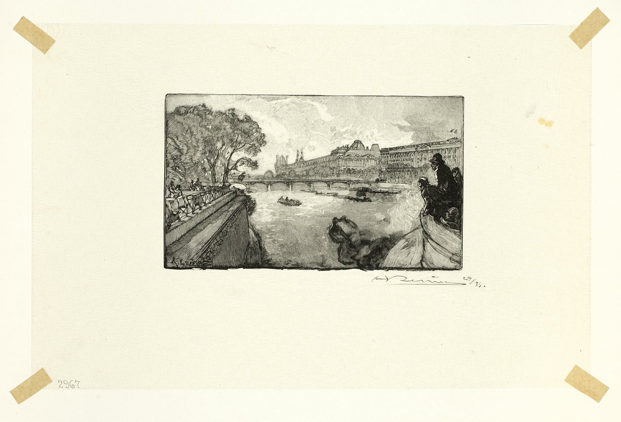 Le Louvre, vu du Pont-Neuf, planche treize du Long de la Seine et des Boulevards - Louis Auguste Lepère