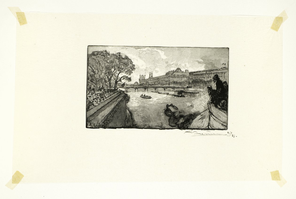 Le Louvre, vu du Pont-Neuf, planche treize du Long de la Seine et des Boulevards - Louis Auguste Lepère