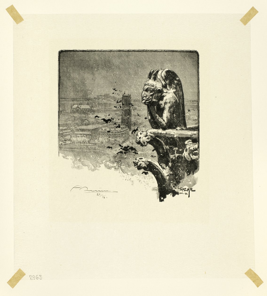 The Vampire of Notre-Dame, plate nine from Le Long de la Seine et des Boulevards - Louis Auguste Lepère
