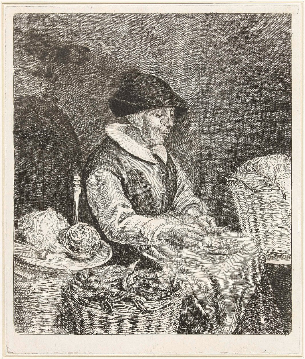 Coclers, L B, Vieille femme trempant des haricots (1780, Rijksmuseum Amsterdam) - Louis Bernard Coclers