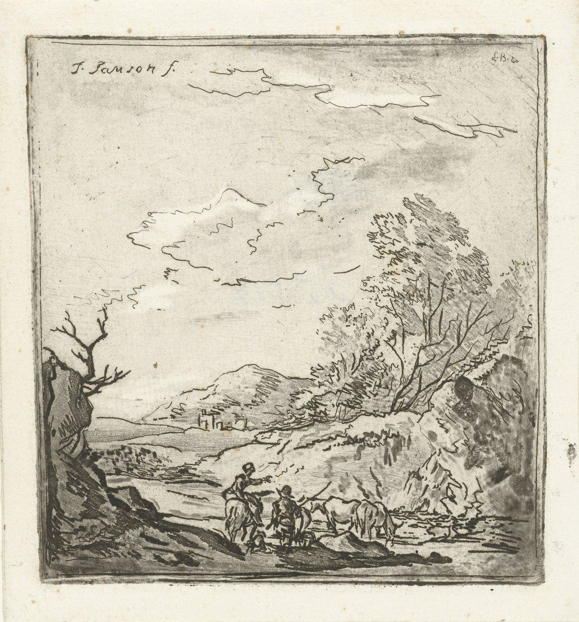 Paysage avec cavalier et berger - Louis Bernard Coclers