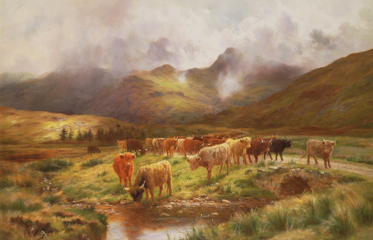 Un troupeau des Highlands à Strathfillan, Perthshire - Louis Bosworth Hurt