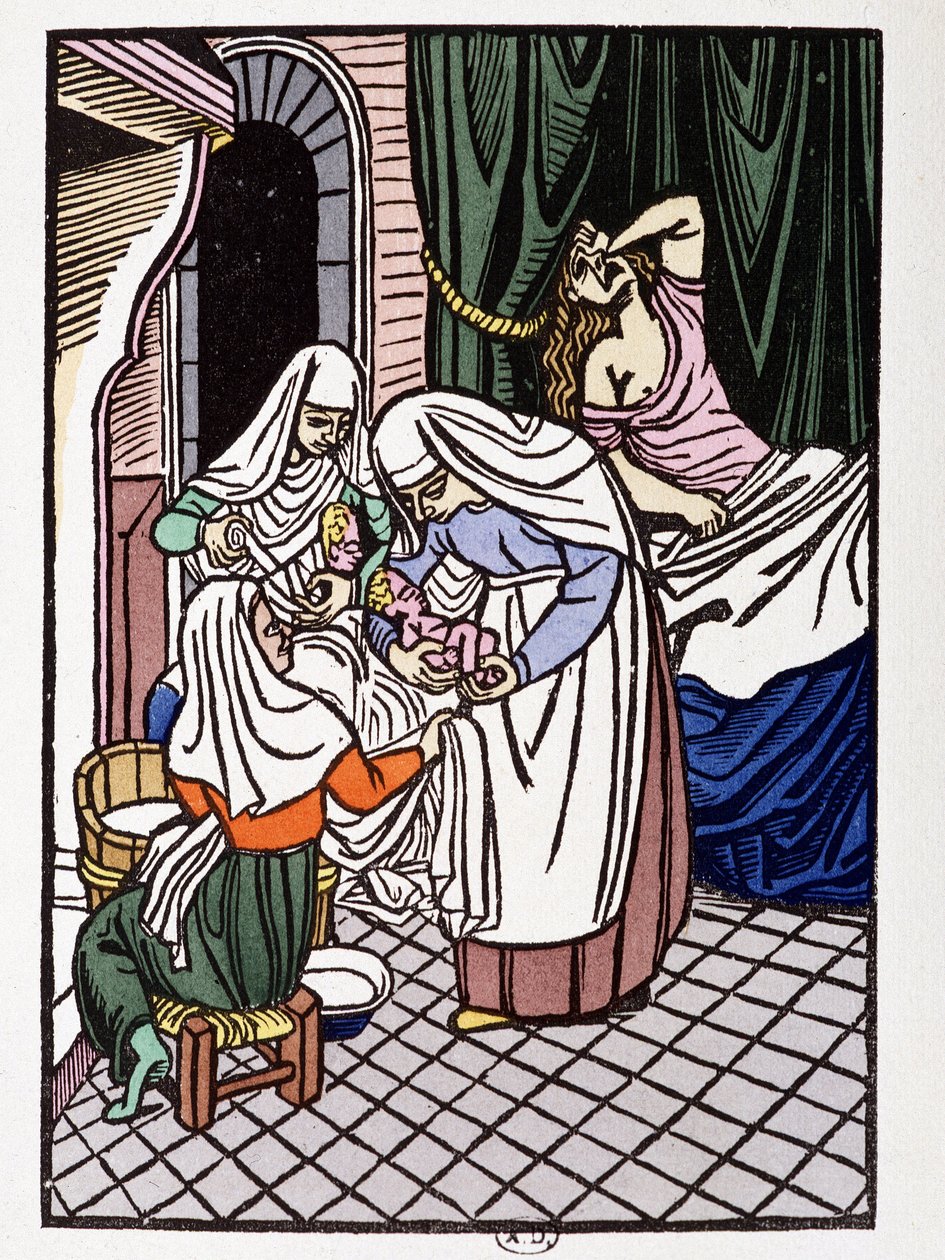 Femme accouchant - dans « Les amours de Frêne et Galeran racontés d