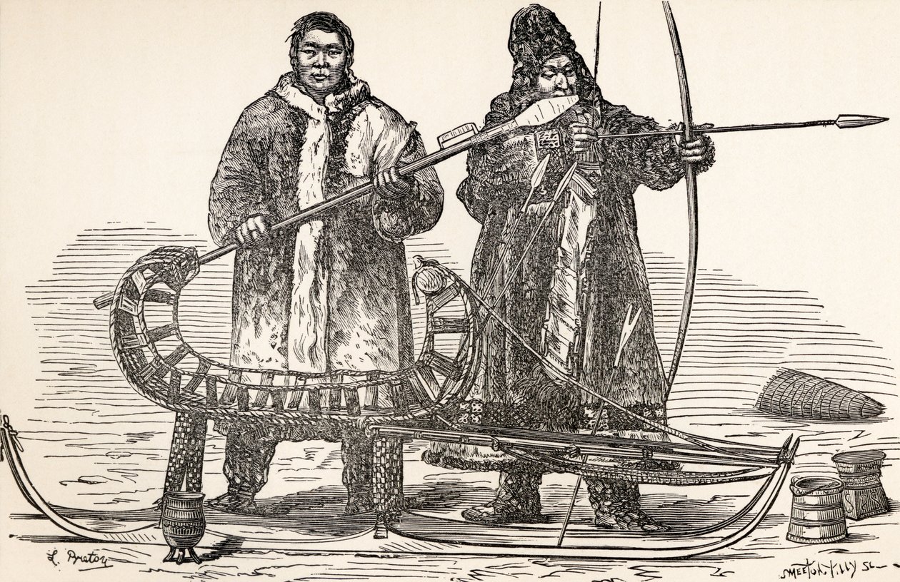 Bouriates natifs de la République de Bouriatie, Russie, de De Paris à Pékin sur les neiges sibériennes par Victor Meignan, gravé par Smeeton-Tilly - Louis Breton