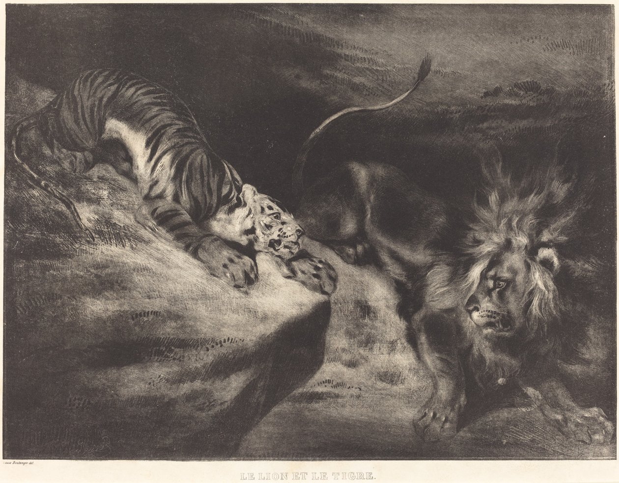 Le Lion et le Tigre - Louis Candide Boulanger after Eugène Delacroix