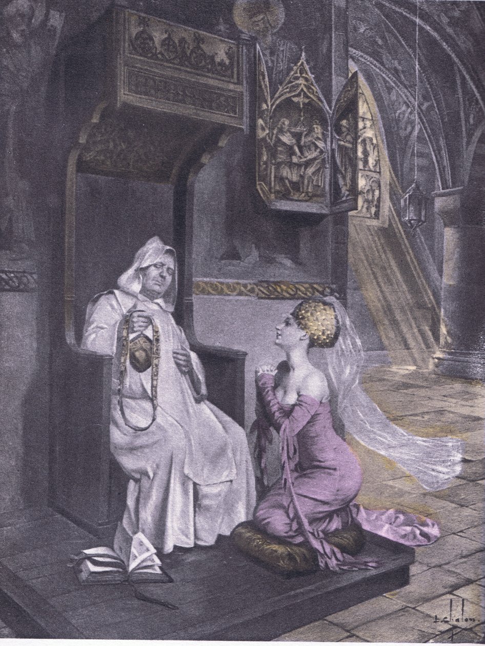 La dame et le frère, illustration du Décaméron de Boccace publié par la Société Navarre années 1930 (litho) - Louis Chalon