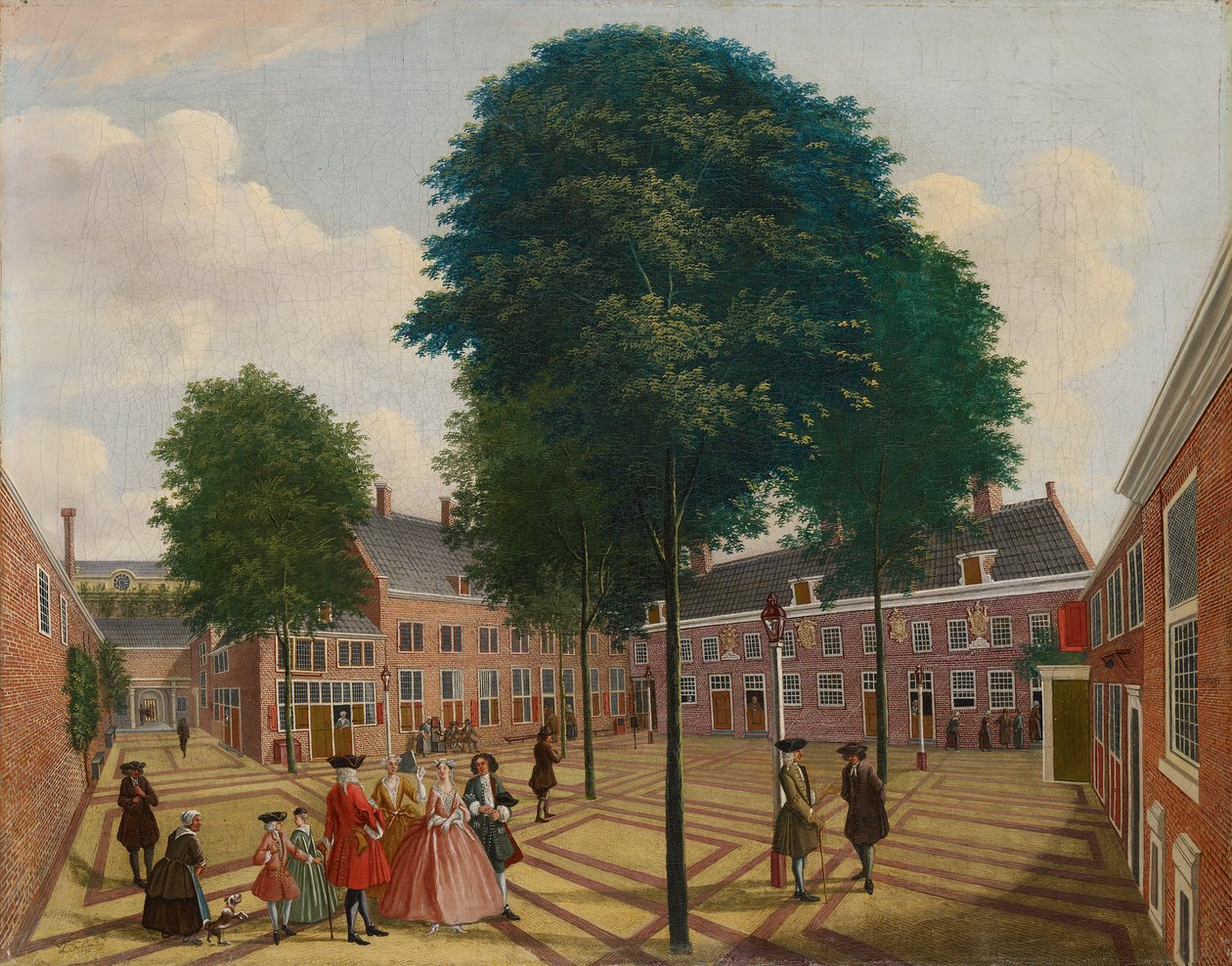 La grande cour de la maison des lépreux, 1735 - Louis Chalon