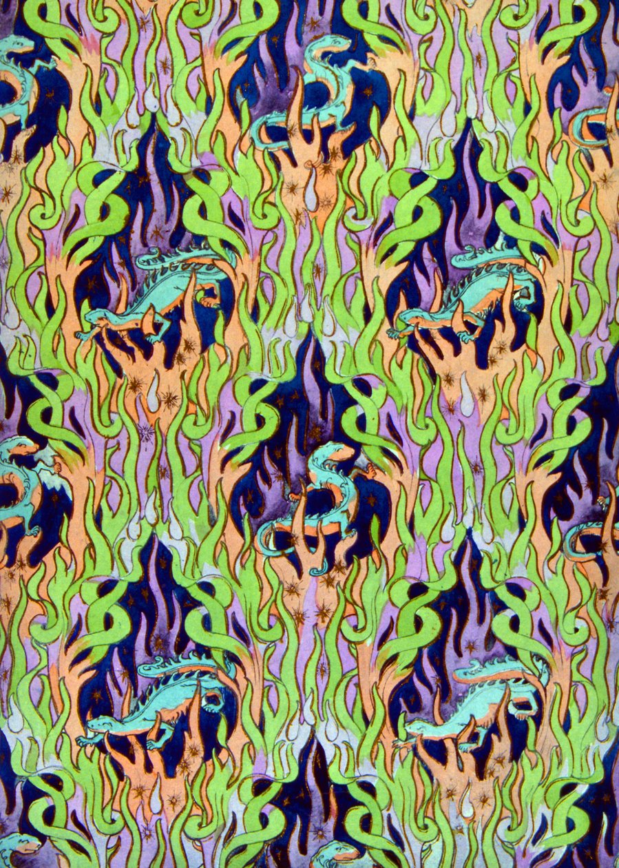 Motif de papier peint avec des dragons - Louis Chalon