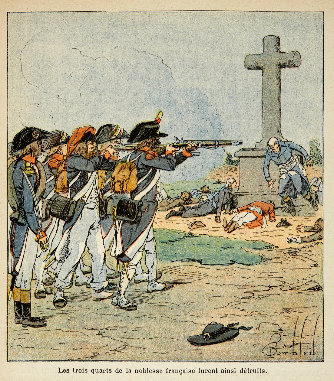 Illustration par Louis Bombled (1862-1927) du livre « Le Mémorial de Sainte-Hélène » du comte Emmanuel de Las Cases (1766-1842) : Des chouans fusillade pendant la guerre de Vendée - Louis Charles Bombled