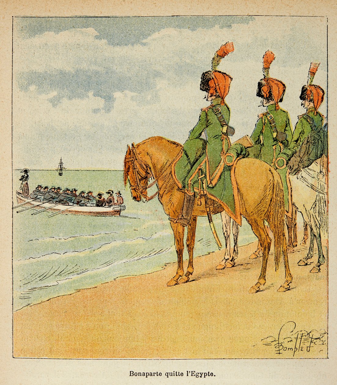 Illustration par Louis Bombled (1862-1927) du livre « Le Mémorial de Sainte-Hélène » du comte Emmanuel de Las Cases (1766-1842) : Bonaparte quitte l