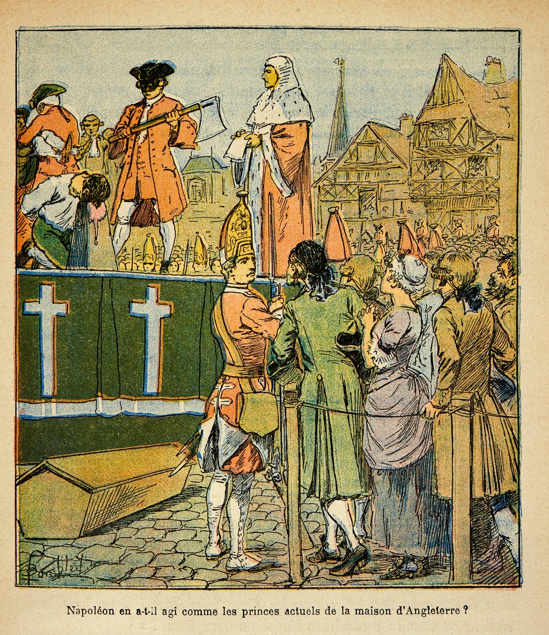 Illustration de Louis Bombled (1862-1927) du livre « Le Mémorial de Sainte-Hélène » du comte Emmanuel de Las Cases (1766-1842) : Exécution publique en Angleterre au XVIIIe siècle - Louis Charles Bombled