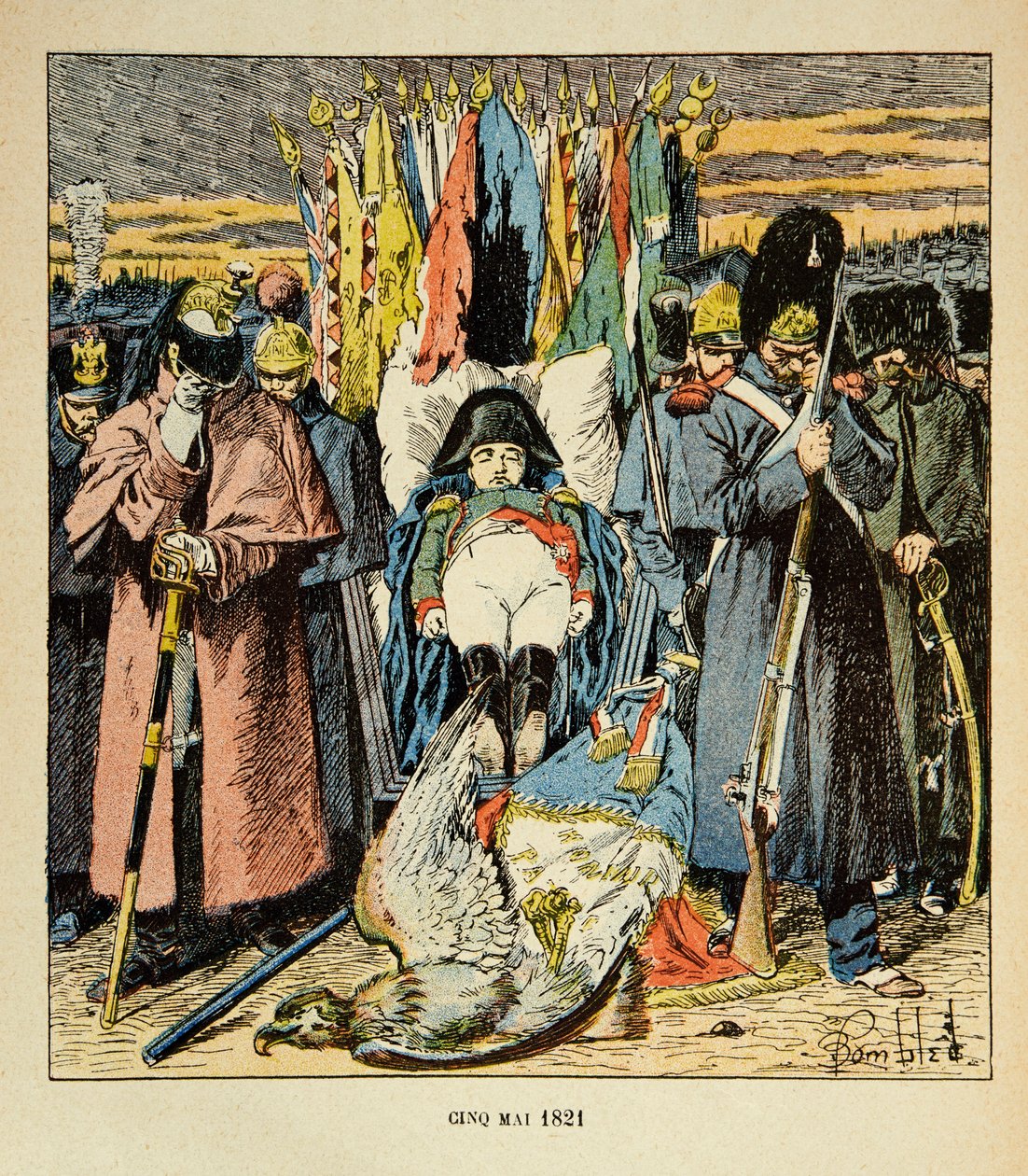 Illustration de Louis Bombled (1862-1927) du livre « Le Mémorial de Sainte-Hélène » du comte Emmanuel de Las Cases (1766-1842) : Allégorie, l