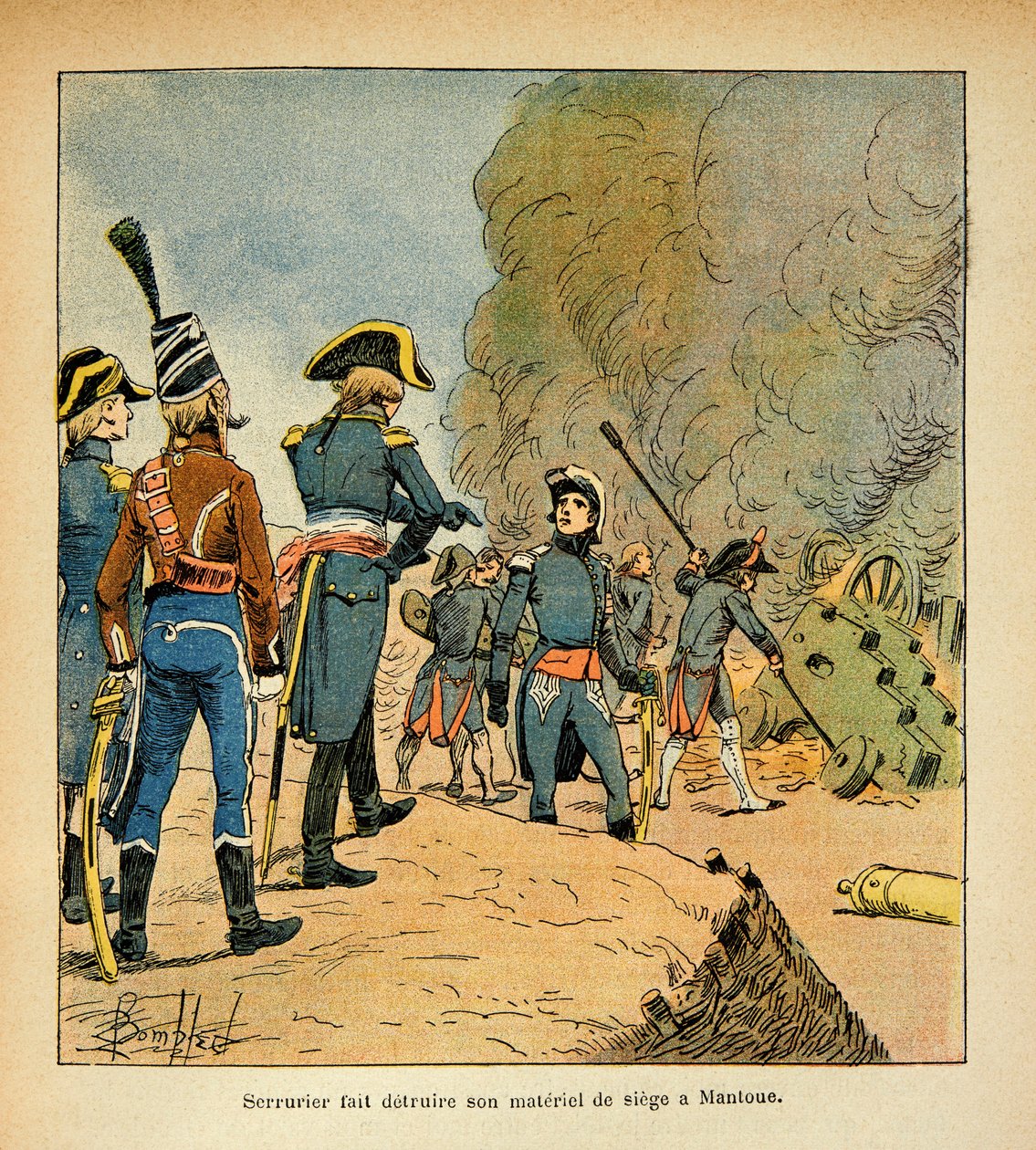 Illustration de Louis Bombled (1862-1927) du livre « Le Mémorial de Sainte-Hélène » par le comte Emmanuel de Las Cases (1766-1842) : Un serrurier a ses armes détruites au siège de Mantoue, Collection Privée - Louis Charles Bombled