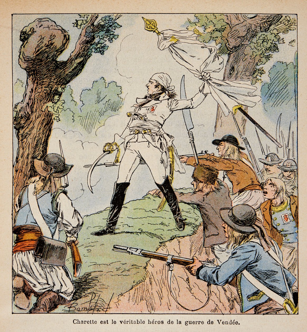 Illustration de Louis Bombled (1862-1927) du livre « Le Mémorial de Sainte-Hélène » par le comte Emmanuel de Las Cases (1766-1842) : Chef vendéen Charrette et ses partisans, Collection Privée - Louis Charles Bombled