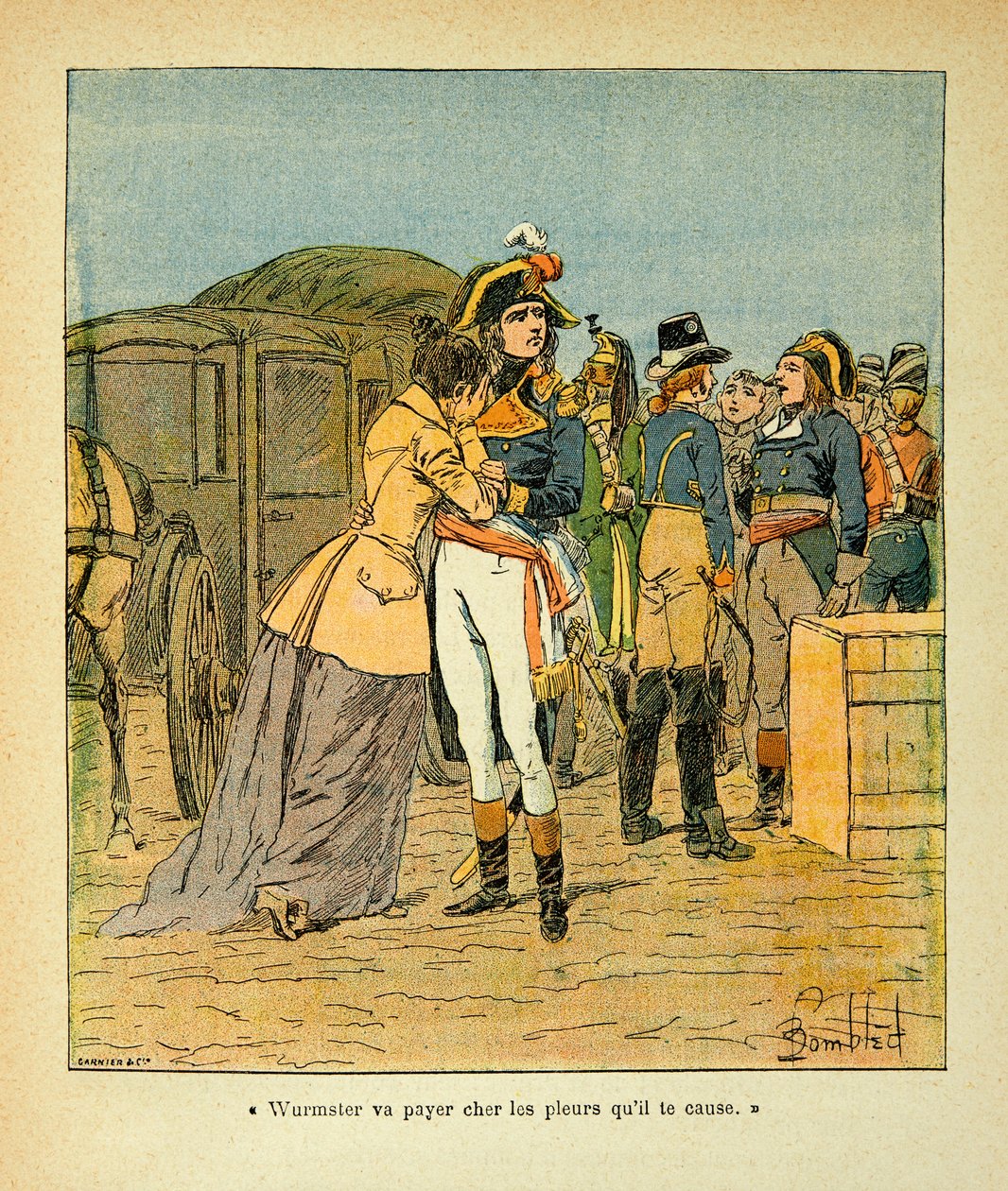 Illustration de Louis Bombled (1862-1927) du livre « Le Mémorial de Sainte-Hélène » par le comte Emmanuel de Las Cases (1766-1842) : Bonaparte réconforte Joséphine après l
