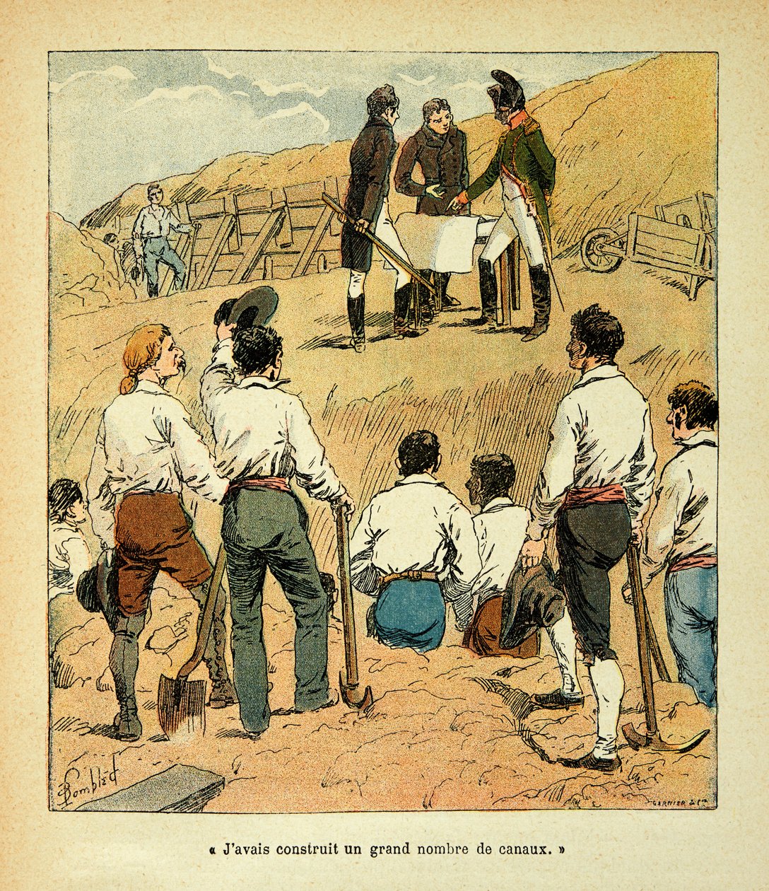Illustration de Louis Bombled (1862-1927) du livre « Le Mémorial de Sainte-Hélène » du comte Emmanuel de Las Cases (1766-1842) : Napoléon dirigeant des grands travaux en France pendant son règne - Louis Charles Bombled