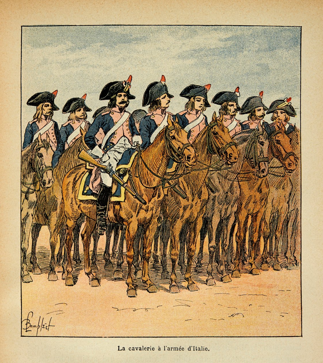 Illustration de Louis Bombled (1862-1927) du livre « Le Mémorial de Sainte-Hélène » par le comte Emmanuel de Las Cases (1766-1842) : Cavalerie avec l