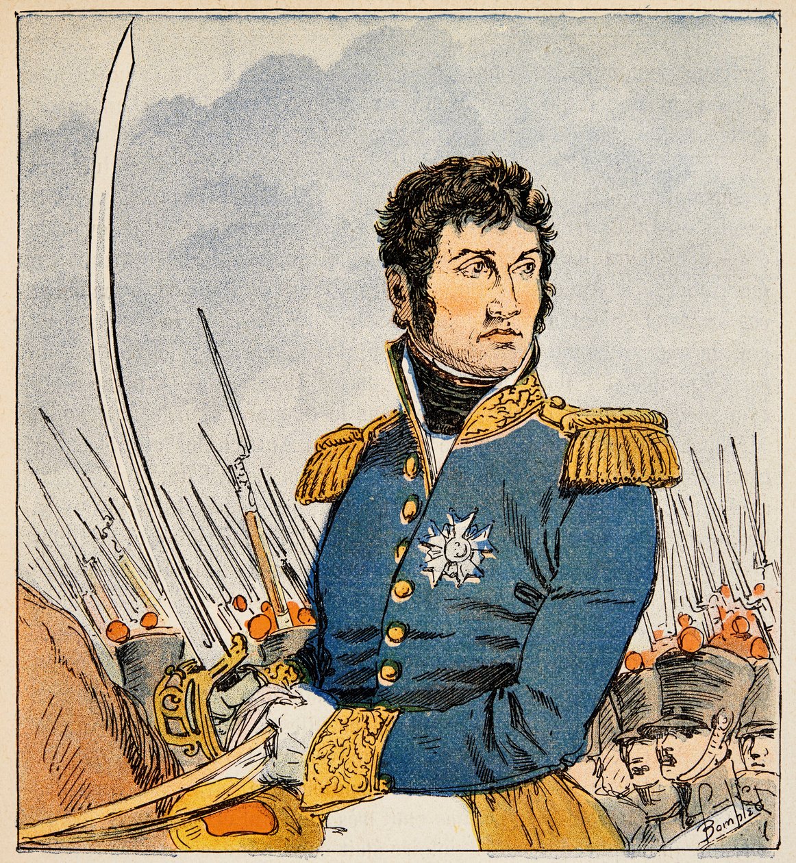Illustration de Louis Bombled (1862-1927) du livre « Le Mémorial de Sainte-Hélène » du comte Emmanuel de Las Cases (1766-1842) : Portrait du maréchal Jean Lannes (1769-1809), duc de Montebello - Louis Charles Bombled