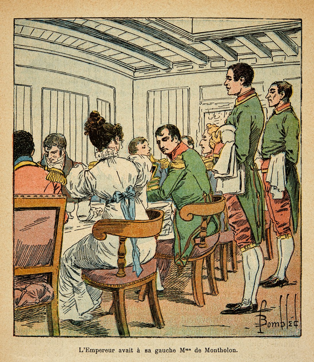 Illustration par Louis Bombled (1862-1927) tirée du livre « Le Mémorial de Sainte-Hélène » par le comte Emmanuel de Las Cases (1766-1842) : Dîner de l