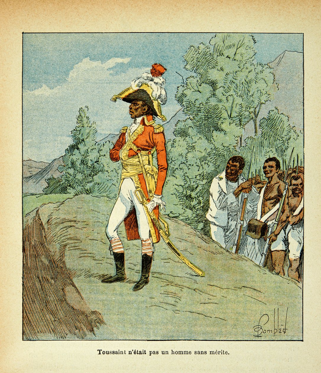 Illustration par Louis Bombled (1862-1927) du livre Le Mémorial de Sainte-Hélène par le comte Emmanuel de Las Cases (1766-1842) : Portrait de Toussaint Louverture (1743-1803) Collection privée - Louis Charles Bombled