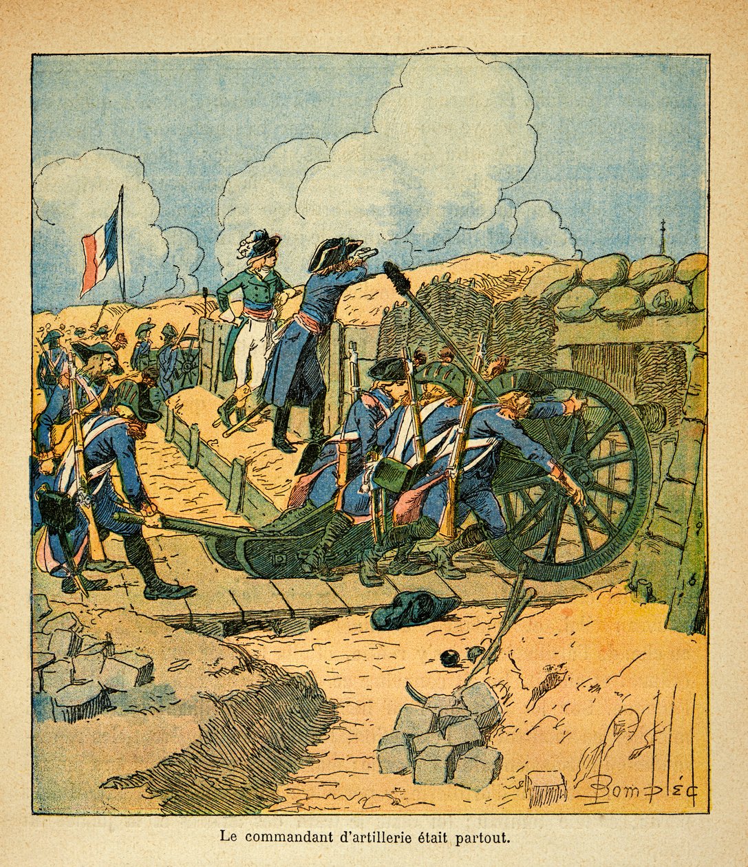 Illustration par Louis Bombled (1862-1927) du livre Le Mémorial de Sainte-Hélène par le comte Emmanuel de Las Cases (1766-1842) : Napoléon Bonaparte au siège de Toulon en 1793, Collection privée - Louis Charles Bombled