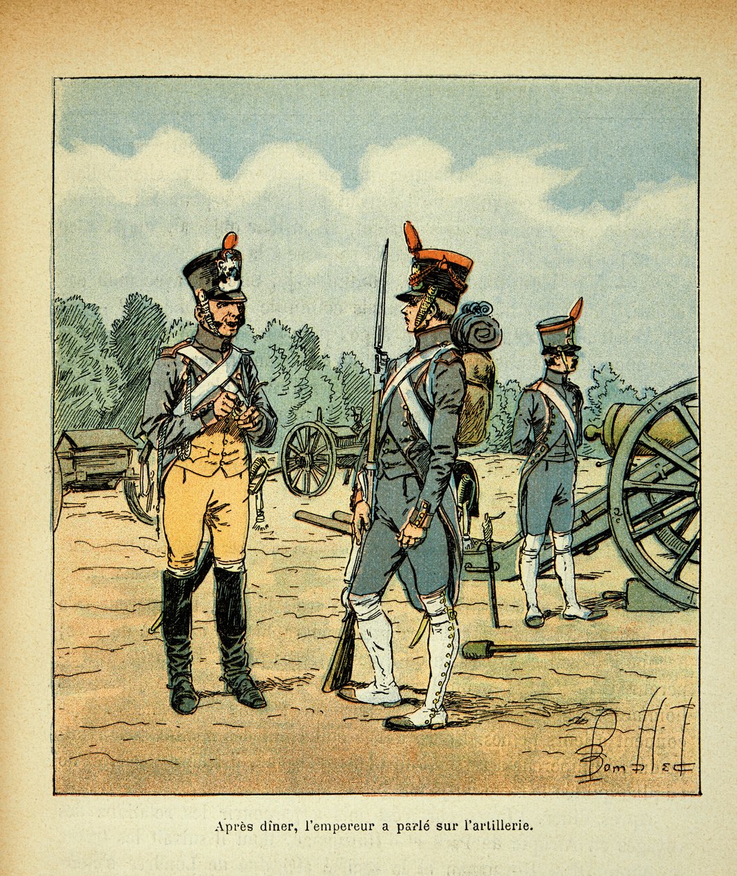 Illustration de Louis Bombled (1862-1927) du livre « Le Mémorial de Sainte-Hélène » par le comte Emmanuel de Las Cases (1766-1842) : Artillerie de la Garde impériale - Louis Charles Bombled