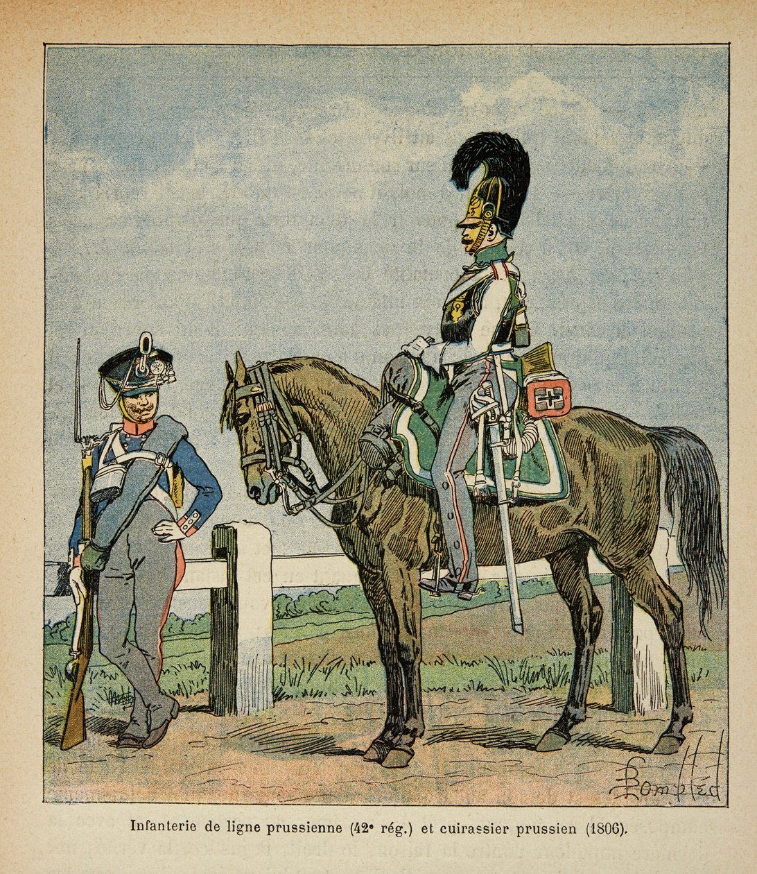 Infanterie de la ligne prussienne (42e régiment) et cuirassiers prussiens - Louis Charles Bombled
