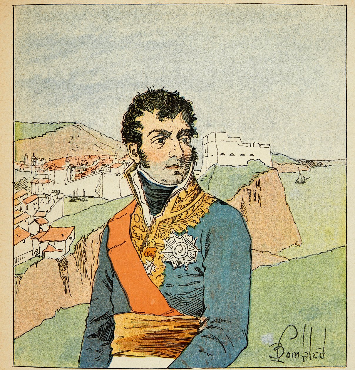 Illustration de Louis Bombled (Le Mémorial de Sainte-Hélène) : Portrait du maréchal Auguste Frédéric Louis Viesse de Marmont, duc de Raguse - Louis Charles Bombled