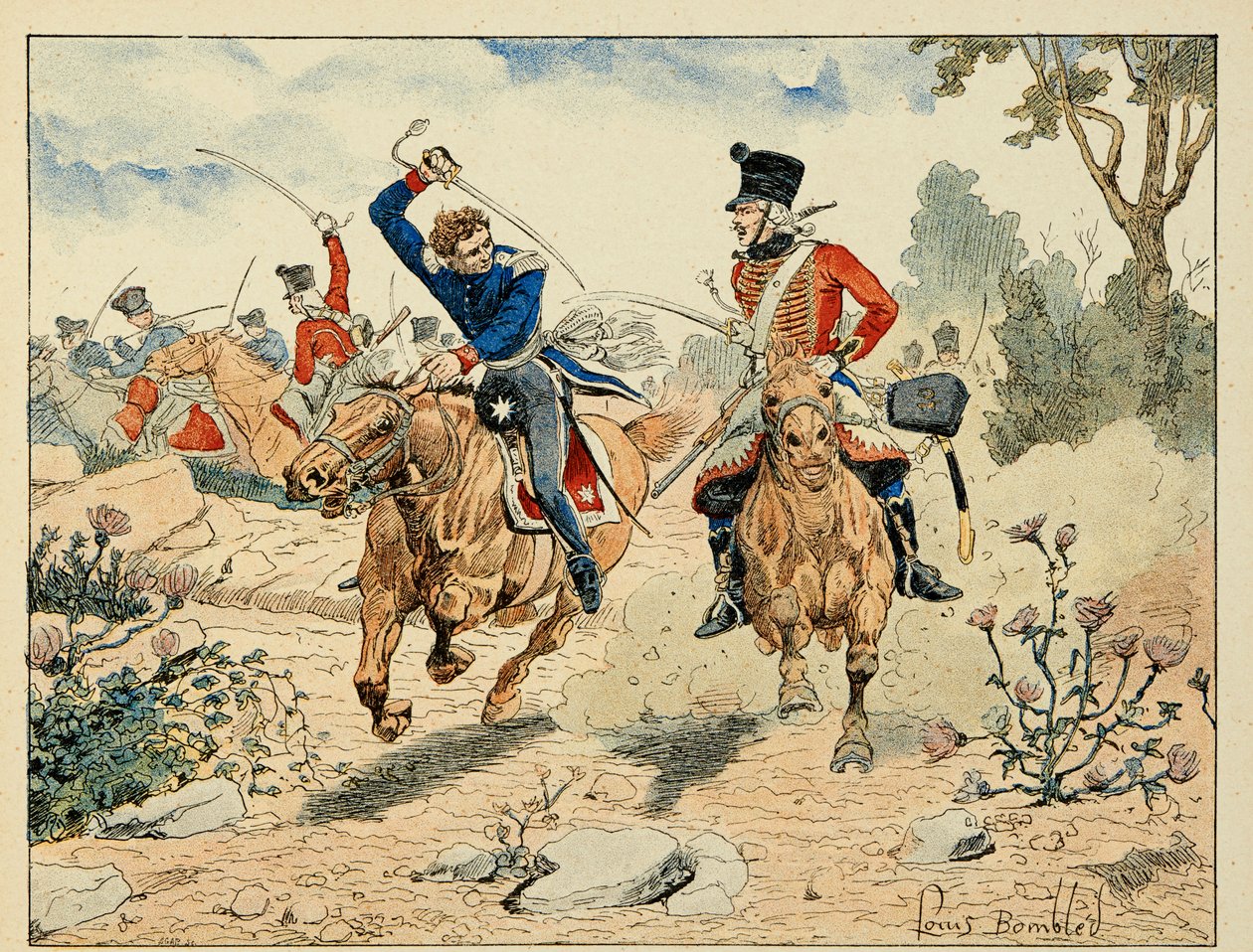 Illustration tirée du livre « Les héros du siècle », récits anecdotiques par Dick de Lonlay et illustrés par Louis Bombled - Louis Charles Bombled