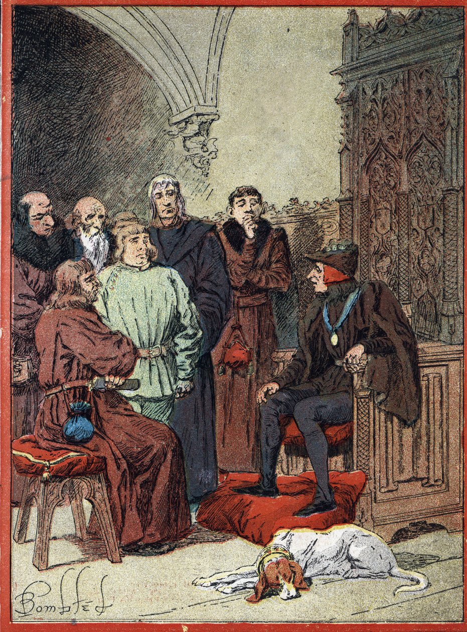 Le roi Louis XII de France (1462-1515) recevant les bourgeois de Paris dans le parloir aux bourgeois, première mairie de Paris le 26/11/1514 - Louis Charles Bombled