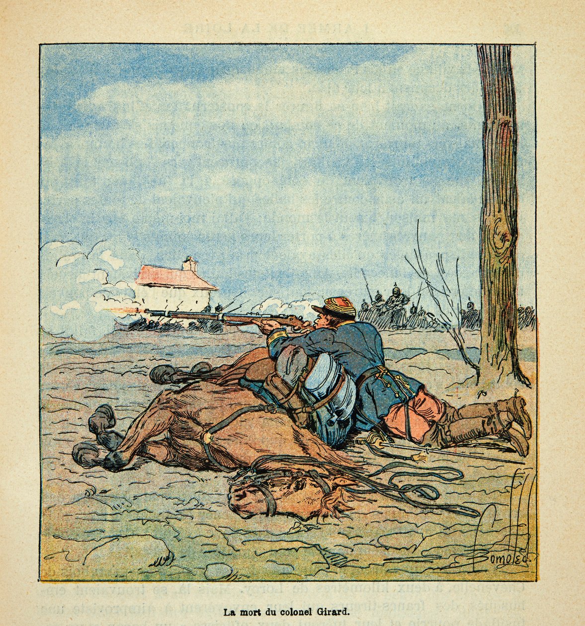 Mort du colonel Girard pendant les combats de Neuville aux Bois en novembre 1870, Collection privée - Louis Charles Bombled