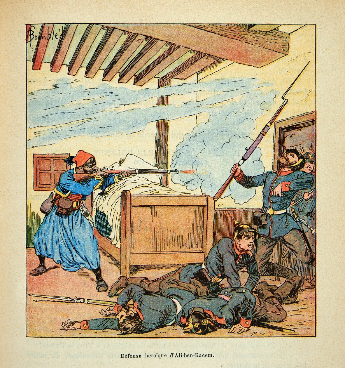 Défense héroïque du turco Ali ben Kacem du 3e régiment de Tirailleurs pendant les combats de Juranville en novembre 1870 - Louis Charles Bombled