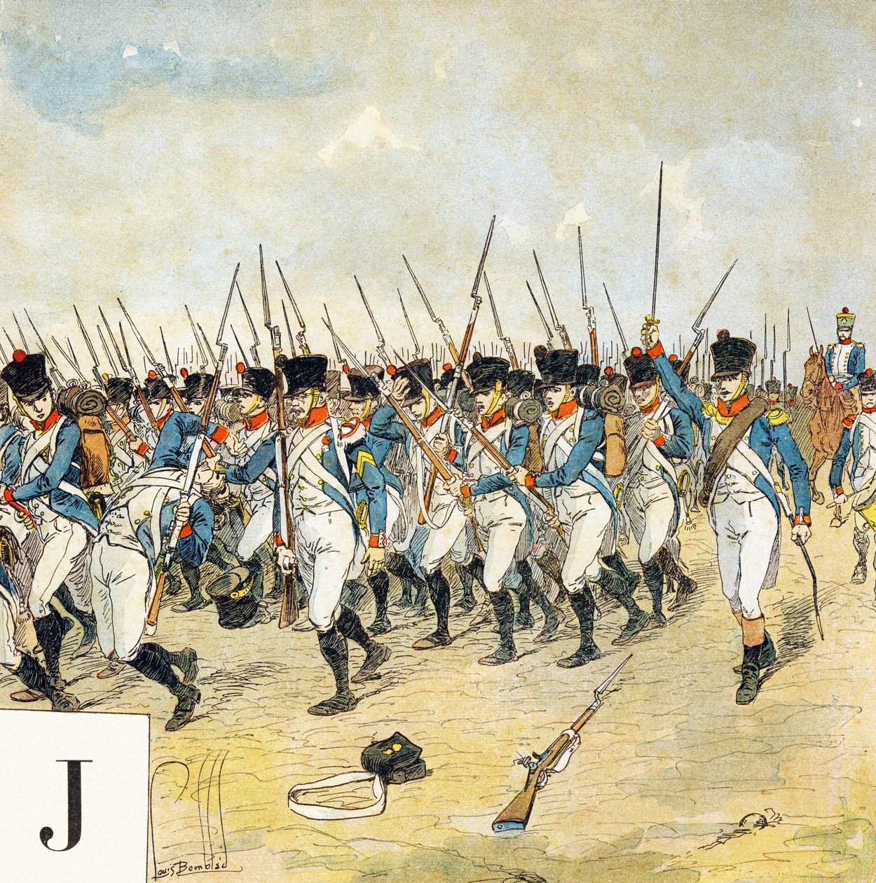 Lettre J : Jeune garde, "Je serai soldat" - Alphabet militaire - Louis Charles Bombled