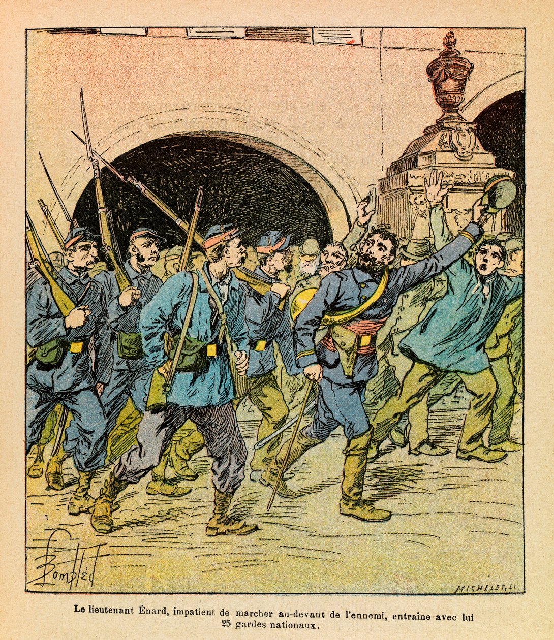 Lors des combats à Épinal en octobre 1870, le lieutenant Enard marche devant l