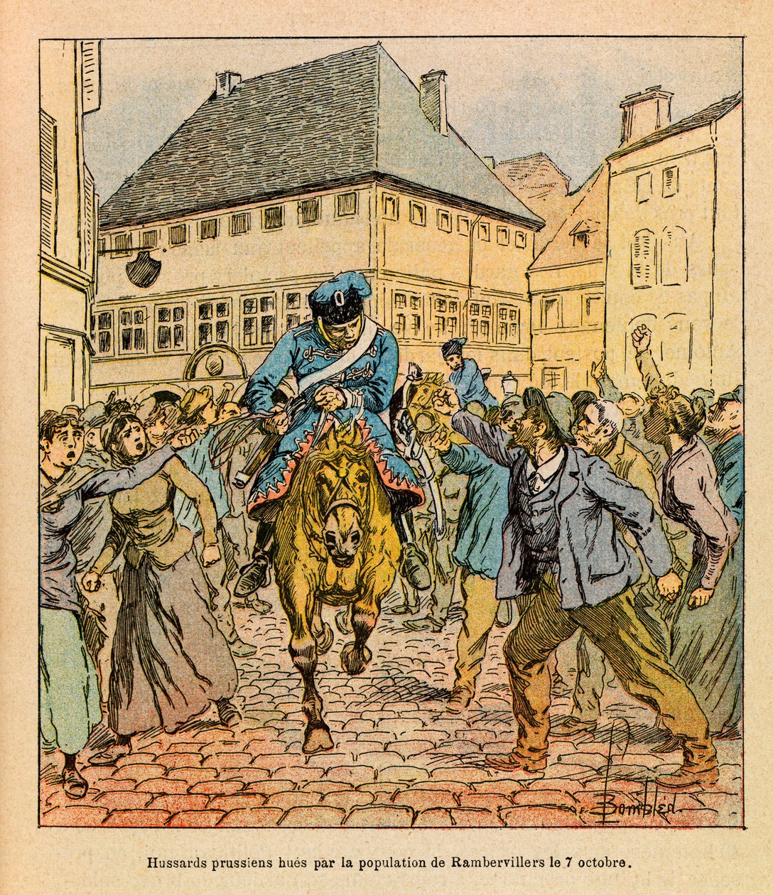 Avant-garde prussienne huée par la population de Rambervillers le 7 octobre - Louis Charles Bombled