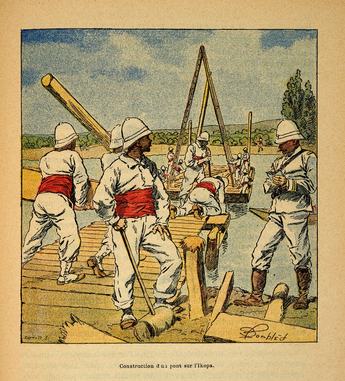 La Guerre à Madagascar-Histoire anecdotique des expéditions françaises de 1885-1895 par Henri Galli dit Galllichet (1854-1922), illustrée par Louis Bombled (1862-1927) : Construction d