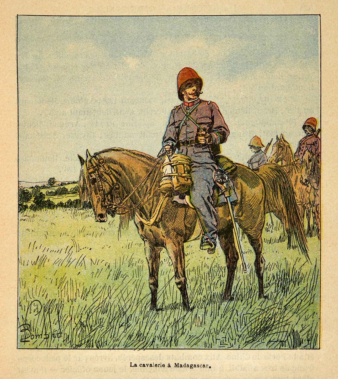 La Guerre à Madagascar - Histoire anecdotique des expéditions françaises de 1885-1895 par Henri Galli dit Gallichet (1854-1922), illustrée par Louis Bombled (1862-1927) : La cavalerie française à Madagascar, Collection partielle - Louis Charles Bombled