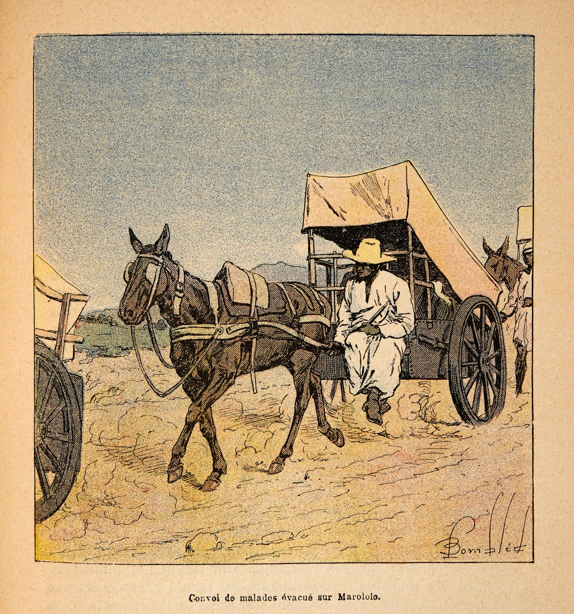 La Guerre à Madagascar : Convoi de malades évacués sur Marololo - Louis Charles Bombled