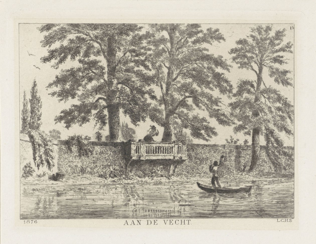 Conversation par-dessus le mur du jardin (À la Vecht) - Louis Charles Hora Siccama