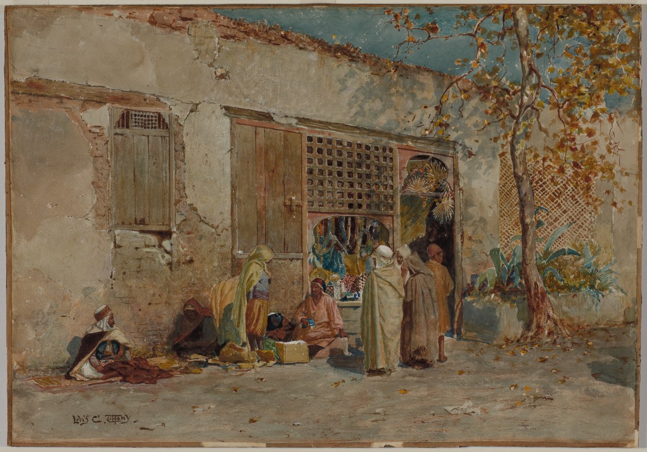 Scène marocaine, vers 1871 (aquarelle avec gouache et mine de plomb sur papier vélin monté sur carton) - Louis Comfort Tiffany