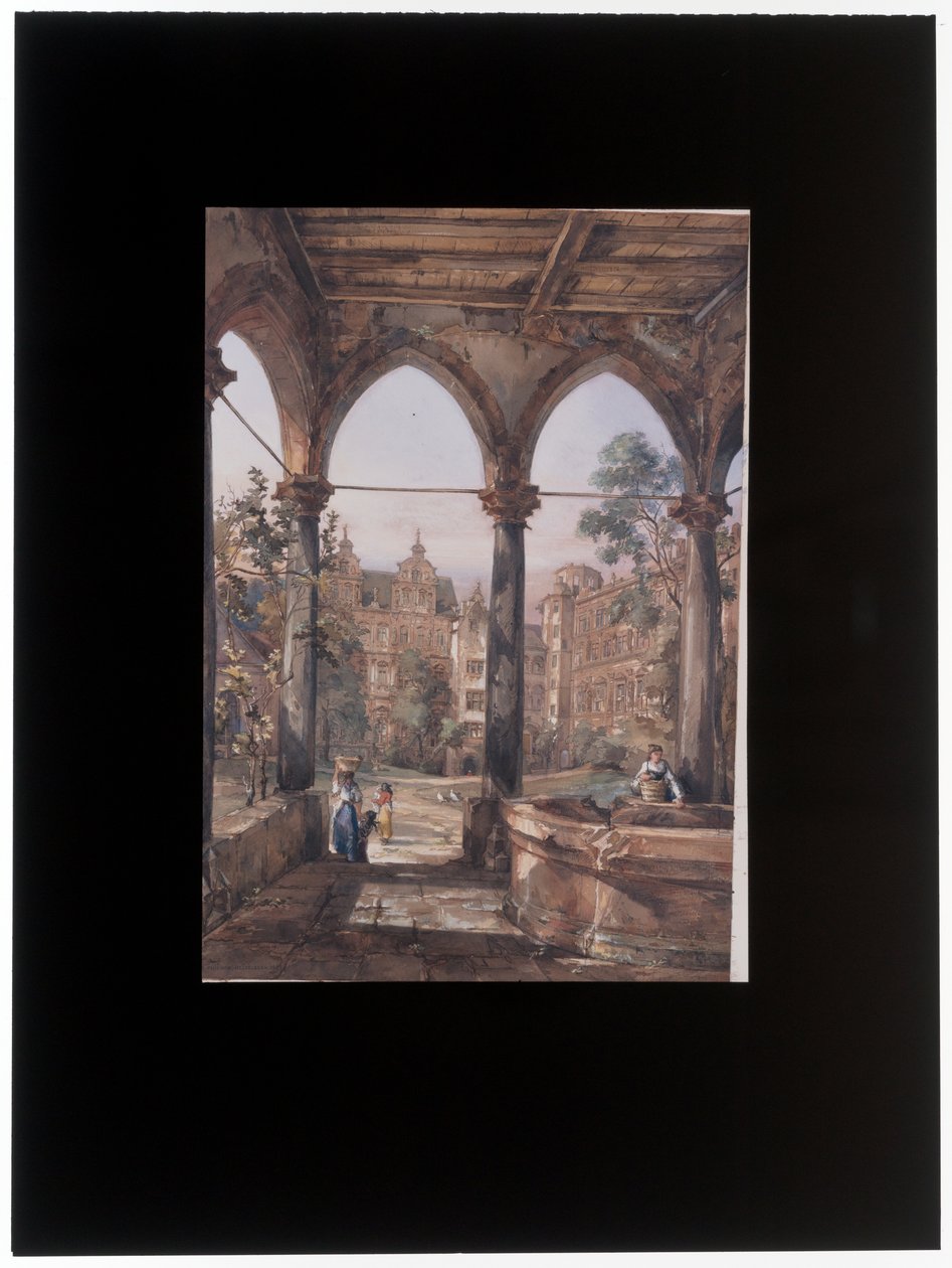 La cour du château de Heidelberg - Louis Desire Thienon